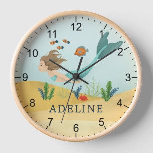 Horloge Enfants mignonnes et magiques Filles de sirènes oc