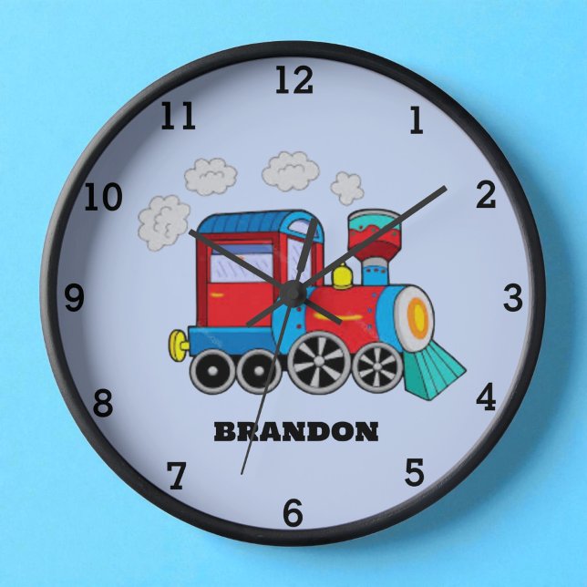 Horloge Enfants Train Boys Blue Custom Name (Créateur téléchargé)
