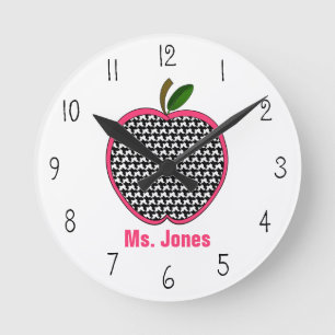 Horloge enseignant de pomme Houndstooth