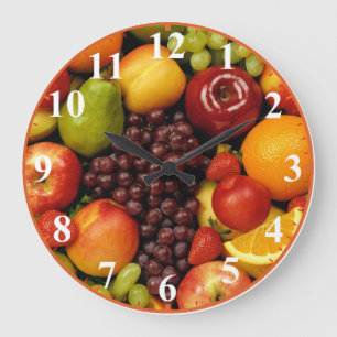 Horloge entière mélangée de fruit avec des nomb