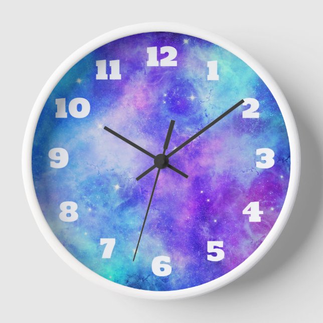 Horloge Espace de galaxie violet et bleu Abstrait (Recto)