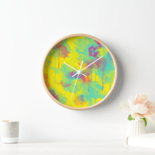 Horloge Été abstrait Colorful fun Aquarelle éclaboussures