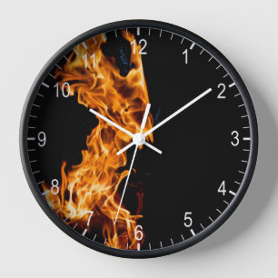 Horloge Étiquette de flamme orange
