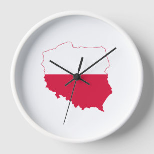 Horloge Étiquette murale du drapeau polonais