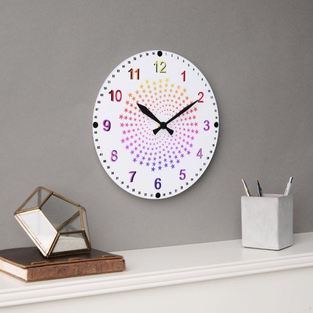 Horloge - Étoiles de couleur arc-en-ciel (Bureau)