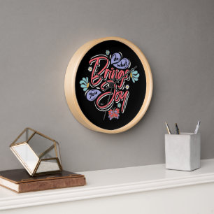 Horloge Faites ce qui vous apporte Joy Floral et citation