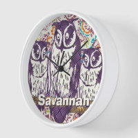 Famille de hibou géométrique stylisée violet