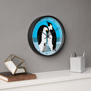 Horloge Famille Penguin Avec Bébé Poussin