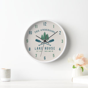 Horloge Family Lake House Bateau Russe moderne Oar Pine Tr