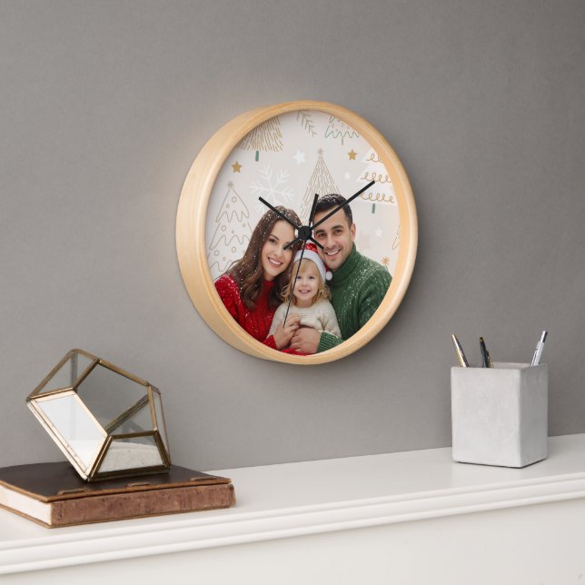 Horloge ❄️ Family Photo Wall Clock — Holiday Decor ❄️ (Bureau)