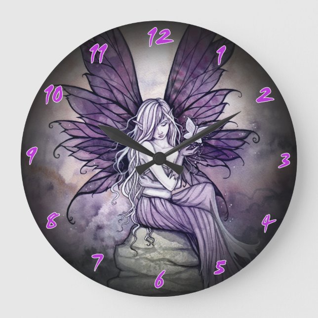 Horloge fantaisiste avec fée violette et papillon (Recto)