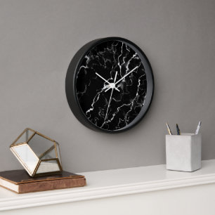 Horloge Faux Black Marble Texture Look