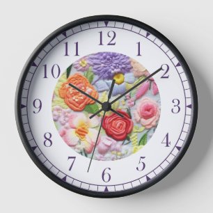 Horloge Faux colorées Brodées Florales Stylish Femmes