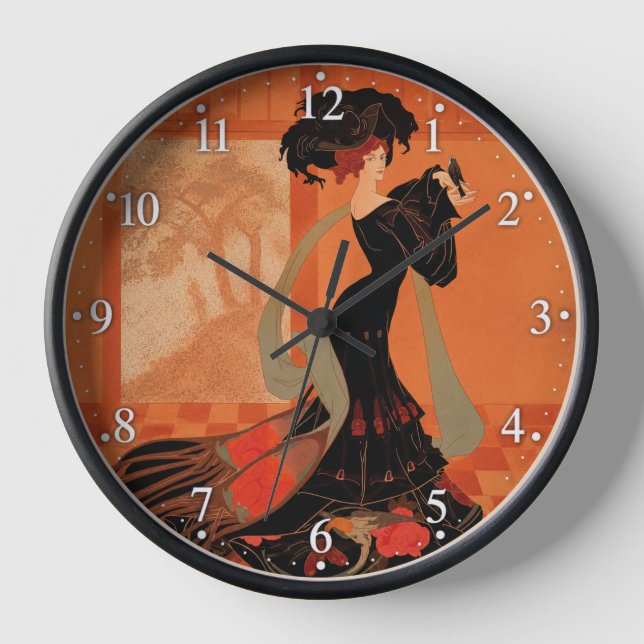 Horloge Femme Élégante avec un Oiseau (Recto)