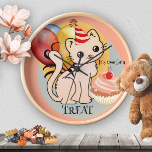 Horloge Fête de chaton mignon pastels festifs