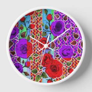 Horloge Fête de Jardin Mexicaine Floral Nouveau
