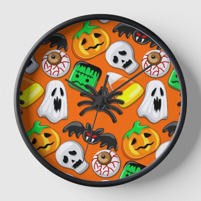 Horloge Fête des Candies Éffrayantes d'Halloween (Recto)