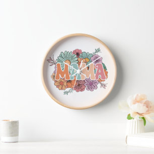 Horloge Fête des mères de maman Fleur sauvage Floral