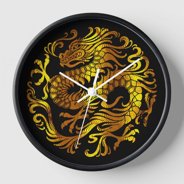 Horloge Feu Doré : Gravure d'un Dragon (Recto)