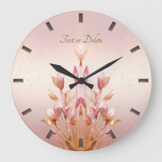 Horloge Feuille rose Golden Florale