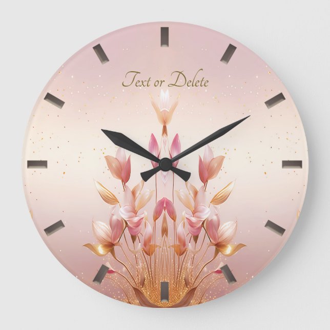 Horloge Feuille rose Golden Florale (Recto)