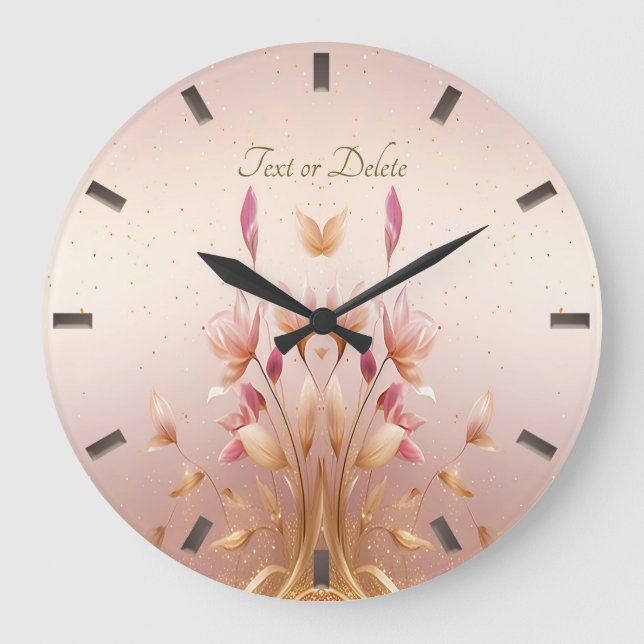Horloge Feuille rose Golden Florale (Recto)