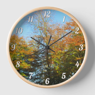 Horloge Feuilles d'automne et Ciel bleu - Paroi ronde pers