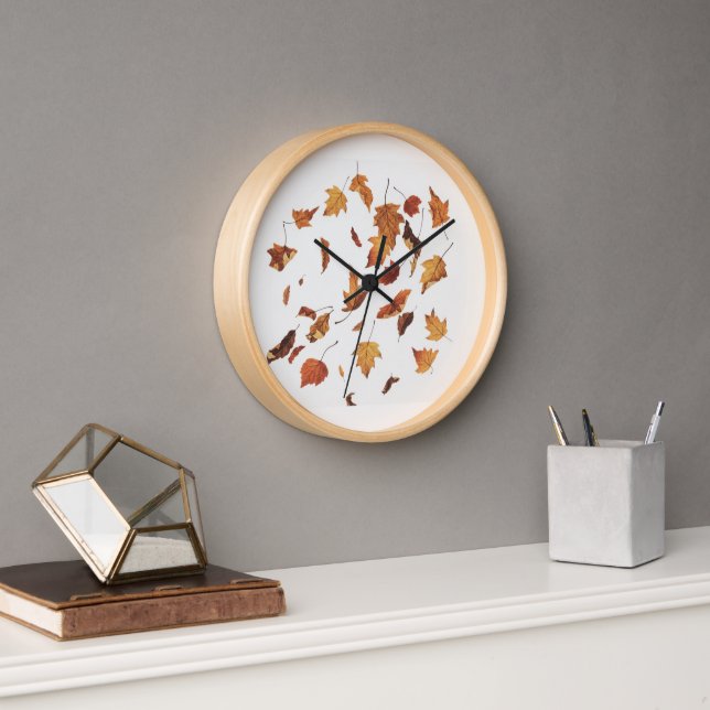 Horloge Feuilles sèches qui tombent  (Bureau)