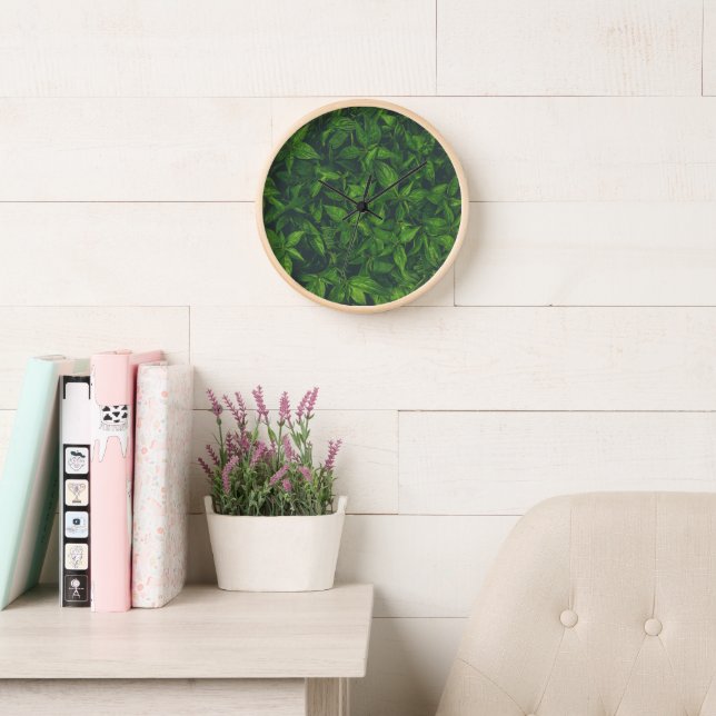 Horloge Feuilles Vertes Foncées  (Salle de lecture)