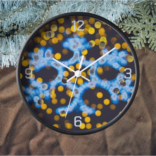 Horloge Feux de Noël jaune bleu (Créateur téléchargé)
