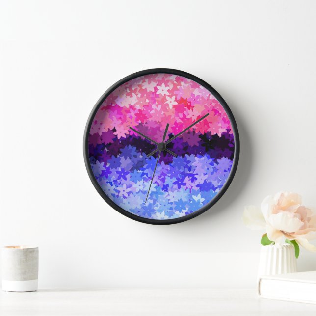 Horloge Fière Omnisexualité Groovy Boho Excentrique Floral (Maison)