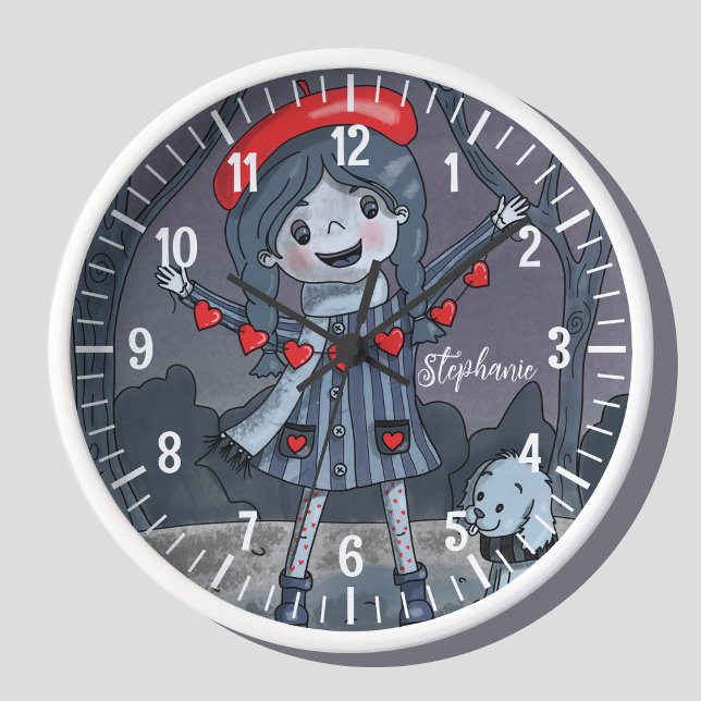 Horloge Fille avec Casquette rouge Monochromatique cadenas (Créateur téléchargé)