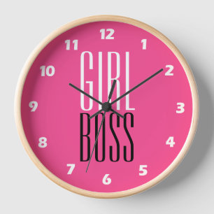 Horloge Fille Patronne Personnalisée Blanche Noire Rose Ch