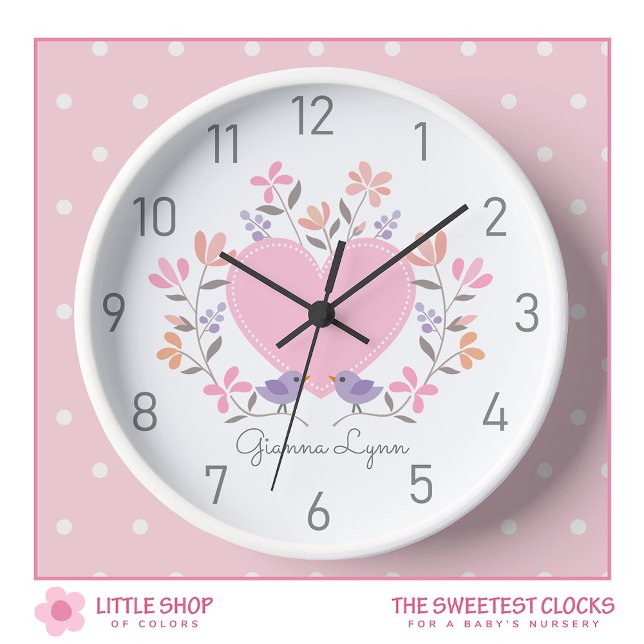 Horloge Filles florales roses personnalisées (Créateur téléchargé)