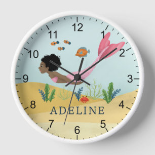 Horloge Filles mignonnes et magiques sous la mer Sirène en