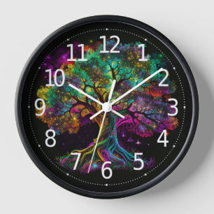 Horloge Fireflies d'Arc-en-ciel colorées Oeuvres d'art mod