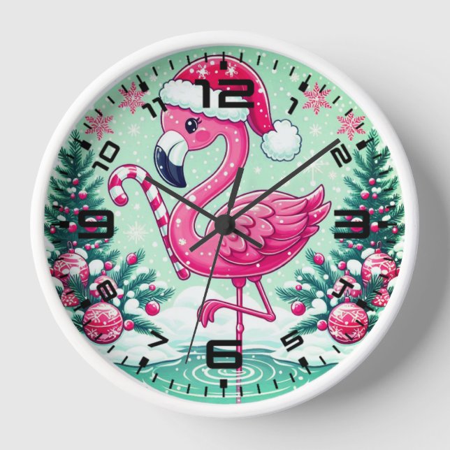 Horloge Flamant de Noël Sublimation Clipart-10424 (Recto)