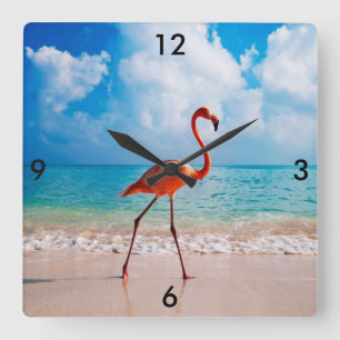 Horloge Flamant rose