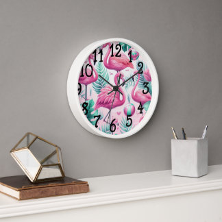 Horloge Flamant rose rose Conception tropicale