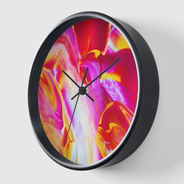 Horloge Flamme liquide - Design orange et jaune brillant (Angle)