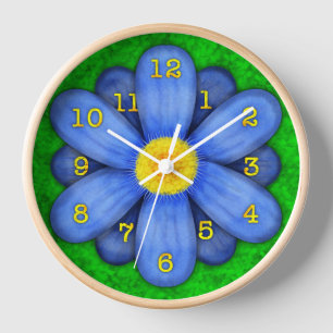 Horloge Fleur de marguerite bleue sur Green Beautity