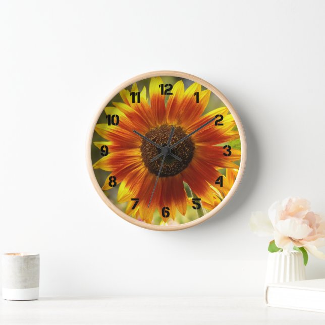 Horloge Fleur de tournesol jaune et bronze (Maison)