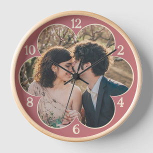 Horloge Fleur en forme Facile Modèle photo personnalisé ro