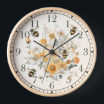 Horloge Fleur sauvage moderne Floral Bee élégant Chic Boho<br><div class="desc">Fleur sauvage moderne Floral Bee élégant Boho Chic Bohemian Wall Horloge dispose d'une aquarelle moderne moderne jaune fleur sauvage floral avec des abeilles bosselées. Créé par Evco Studio www.zazzle.com/store/evcostudio</div>