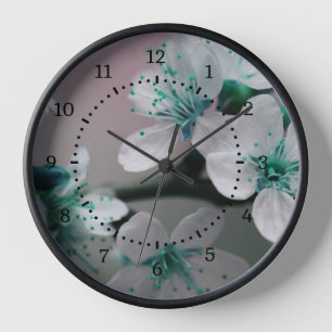 Horloge Fleur Turquoise rustique contemporaine