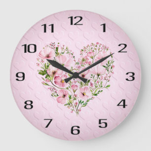 Horloge fleurie du Coeur rose