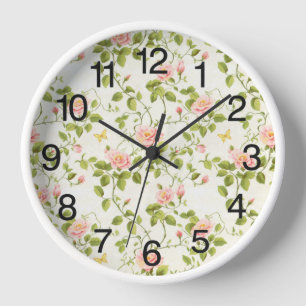 Horloge Fleurissement élégant de vigne rose
