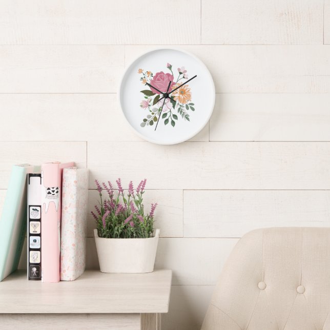 Horloge Fleurs aquarelle (Salle de lecture)