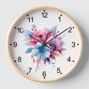 Horloge Fleurs Aquarelle Conception Florale-45893