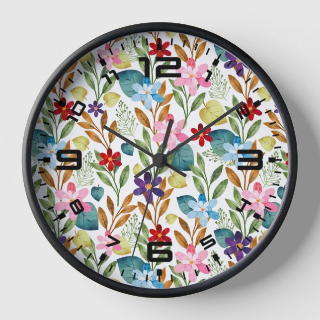 Horloge Fleurs d'aquarelle Motif-67666 (Recto)